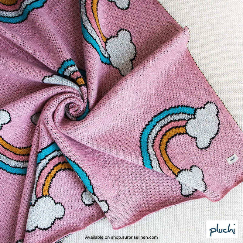 Pluchi - Rainbow All Season Cotton Knitted AC Blanket for Baby (Light Pink)