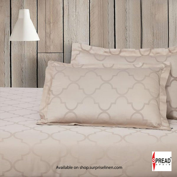 Spread Spain - Italian Jacquard Collection 450 TC Bed Sheet Set (Beige Turkish Window)