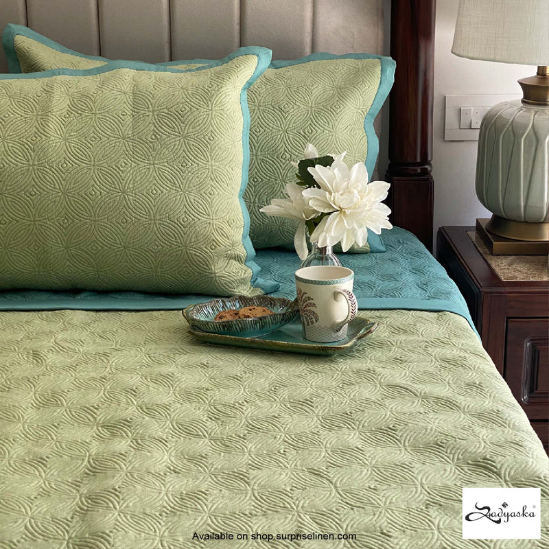 Sadyaska - Connoisseurs Collection Blossom Bedcover Set (Turquoise & Lime Green)