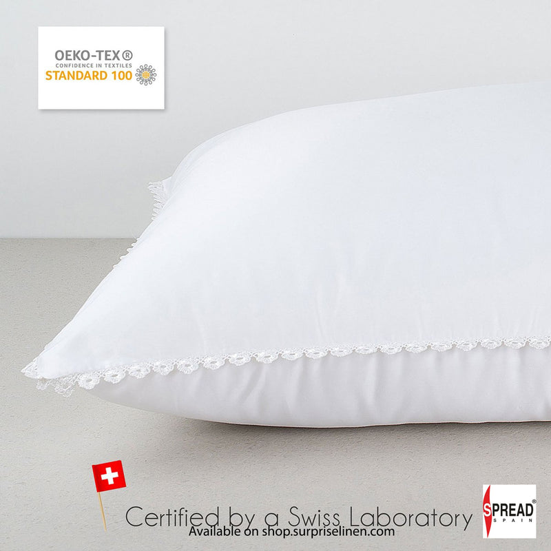 Spread Spain - Luxurious Cotton Blossom President Size Pillow (White)