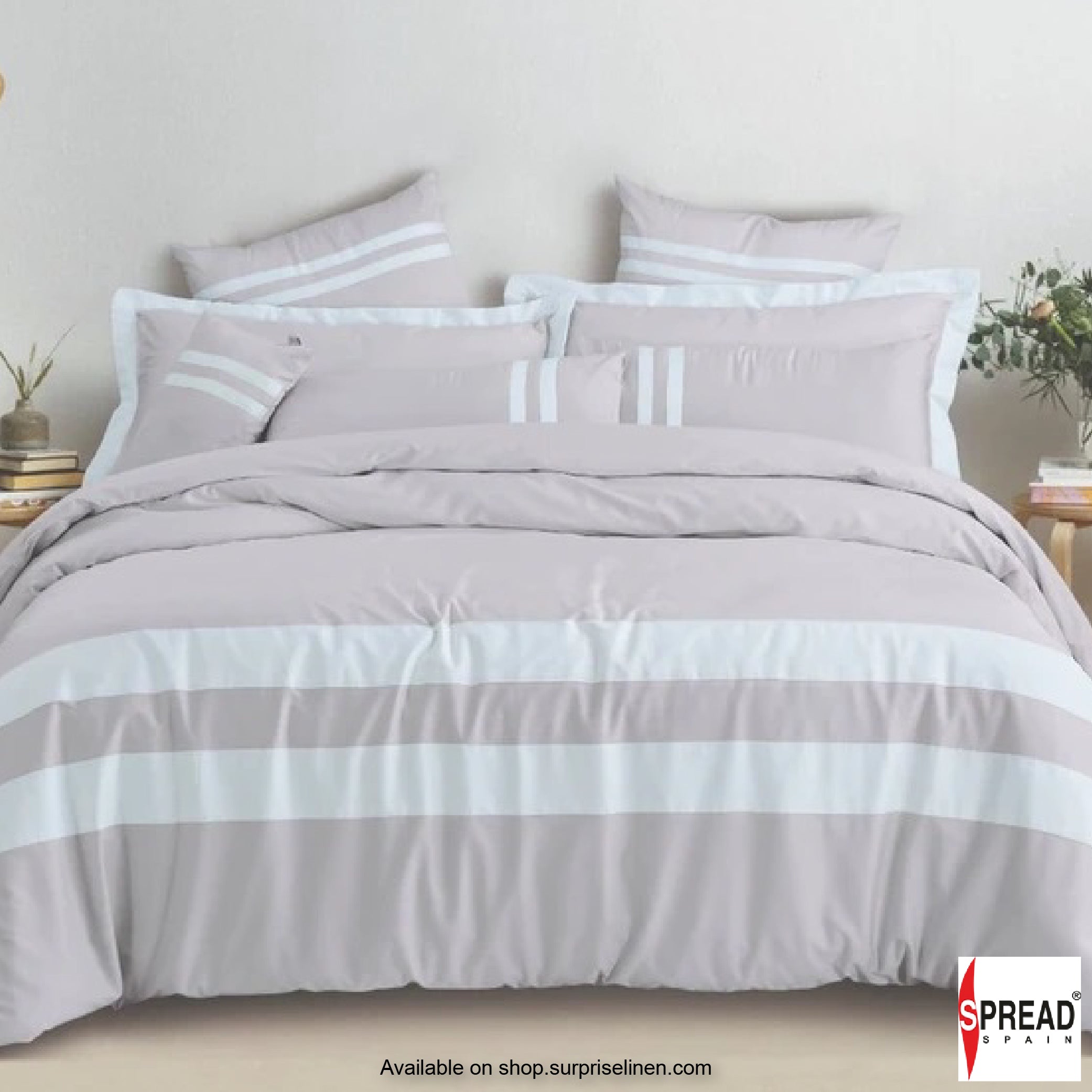 Spread Spain - Botanic Cotton 550 Thread Count Bedsheet Set - Smoke