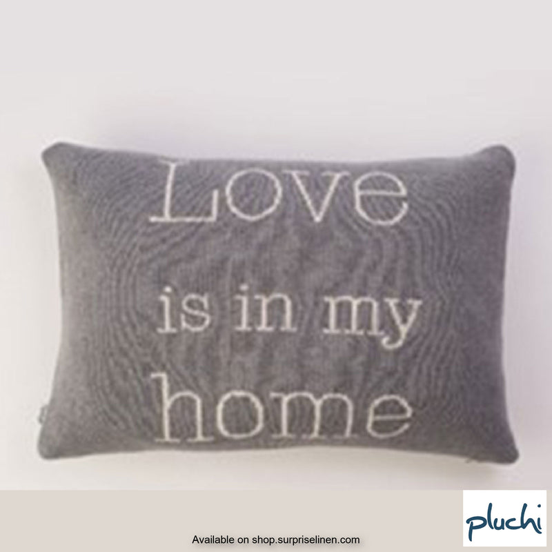 Pluchi - Love is in my Home Cotton Knitted Cushion Cover (Grey)