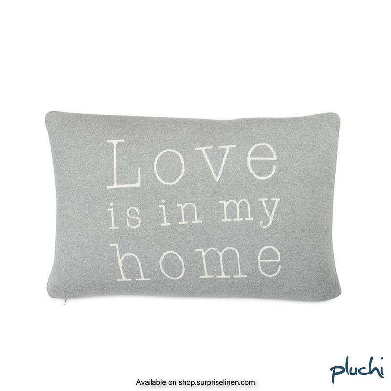 Pluchi - Love is in my Home Cotton Knitted Cushion Cover (Grey)