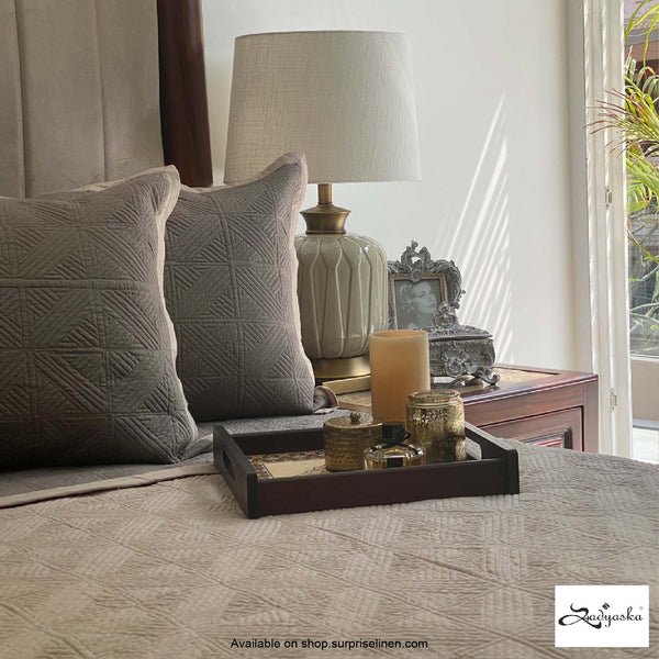 Sadyaska - Connoisseurs Collection Moderne Bedcover Set (Beige & Olive Grey)