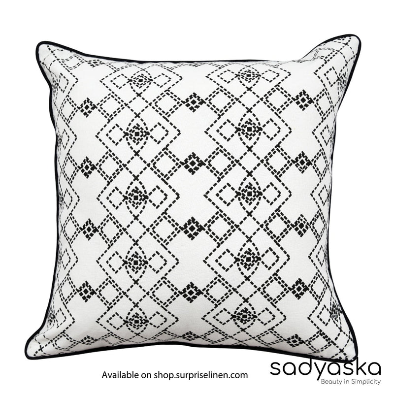 Sadyaska - Luxurious Dotted Geometric Print Cushion Cover (Black & White)