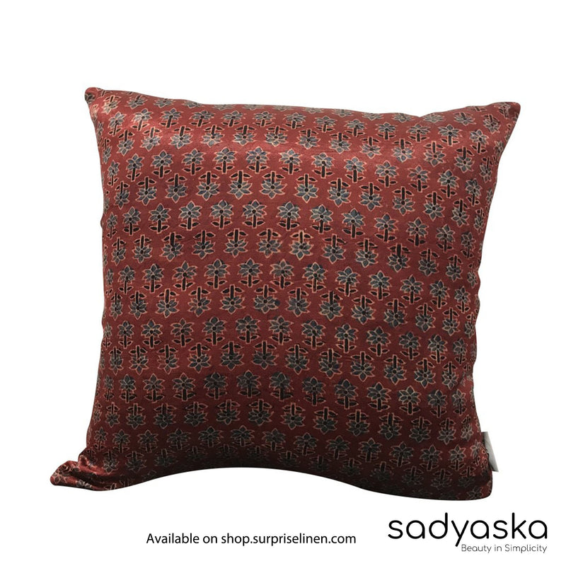 Sadyaska - Ajrakh Print Cushion Cover (Maroon)