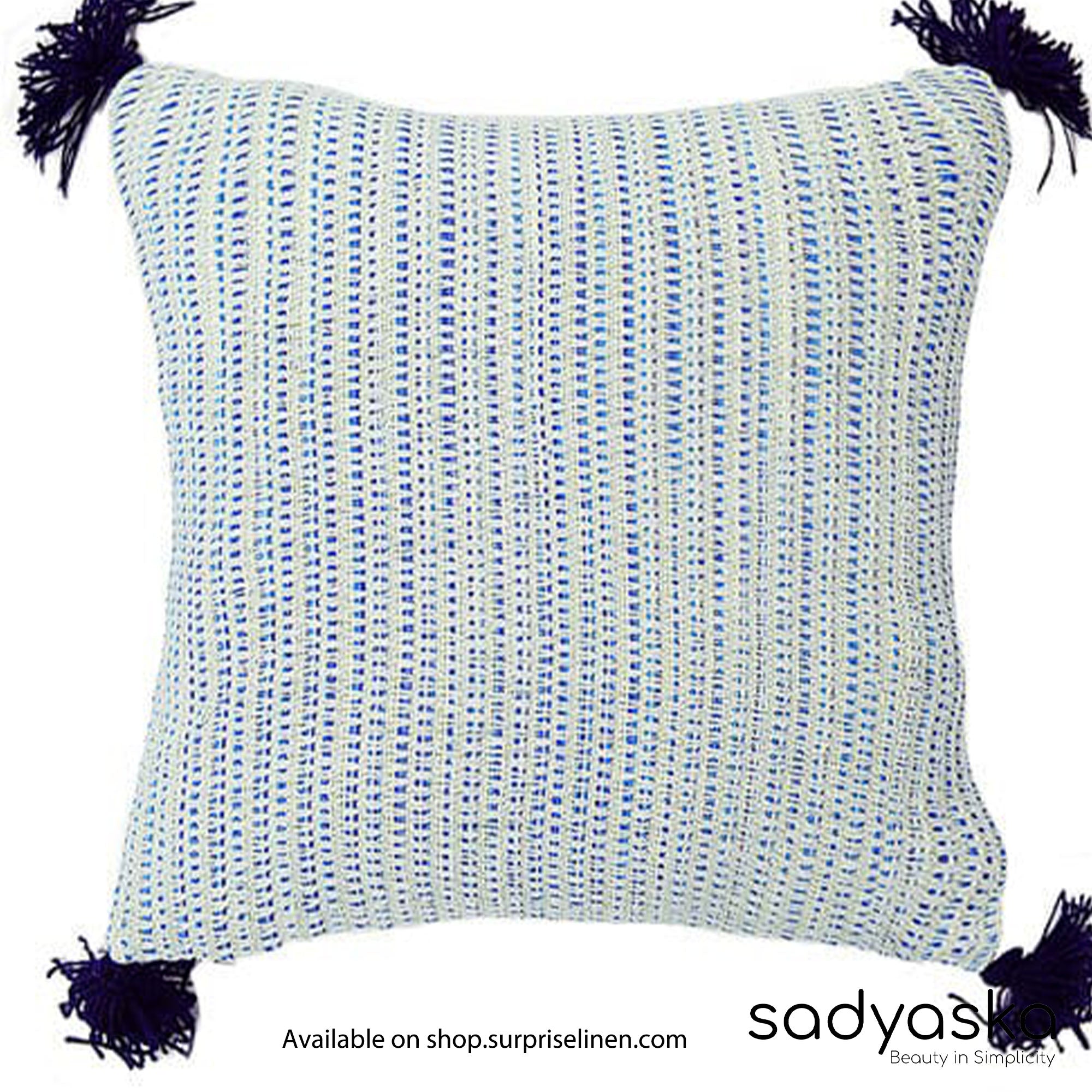 Sadyaska - Hand Woven Traditional Cushion Cover (Blue)