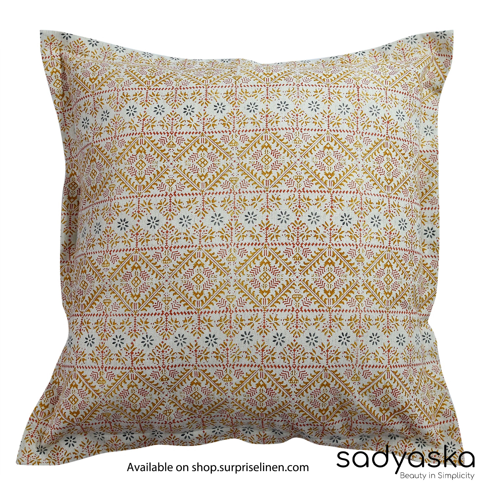 Sadyaska - Block Printed Cushion Cover (Beige)