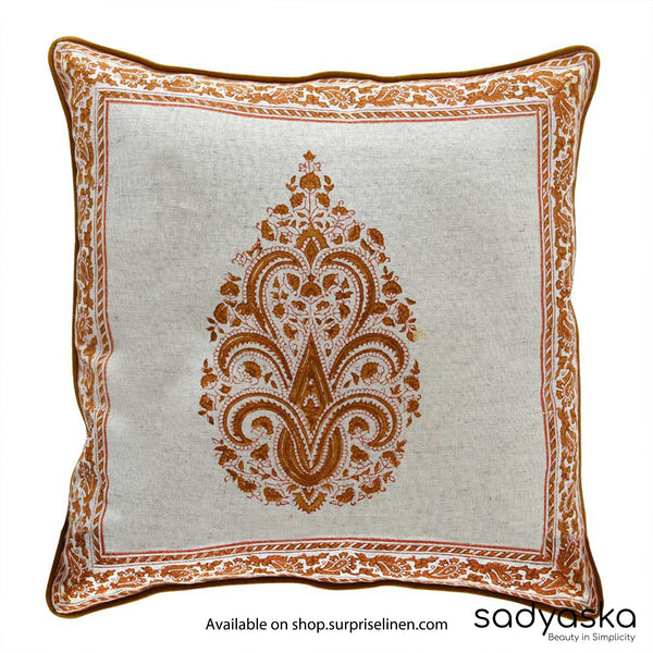 Sadyaska - Hand Block Printed Cushion Cover (Cream & Mustard)