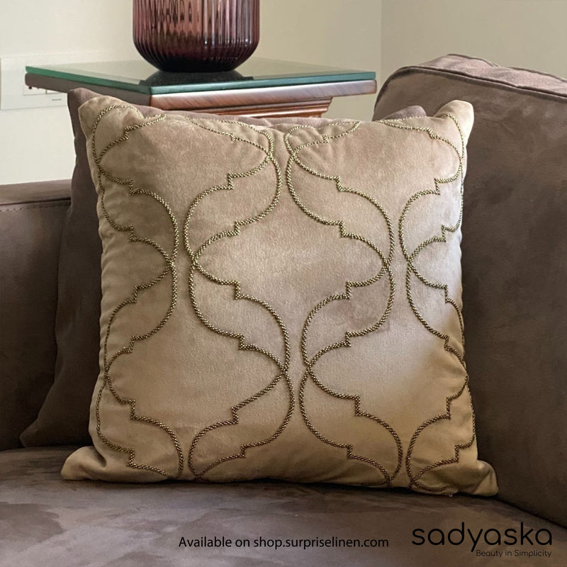 Sadyaska - Decorative Morrocan Velvet Cushion Cover (Champagne)