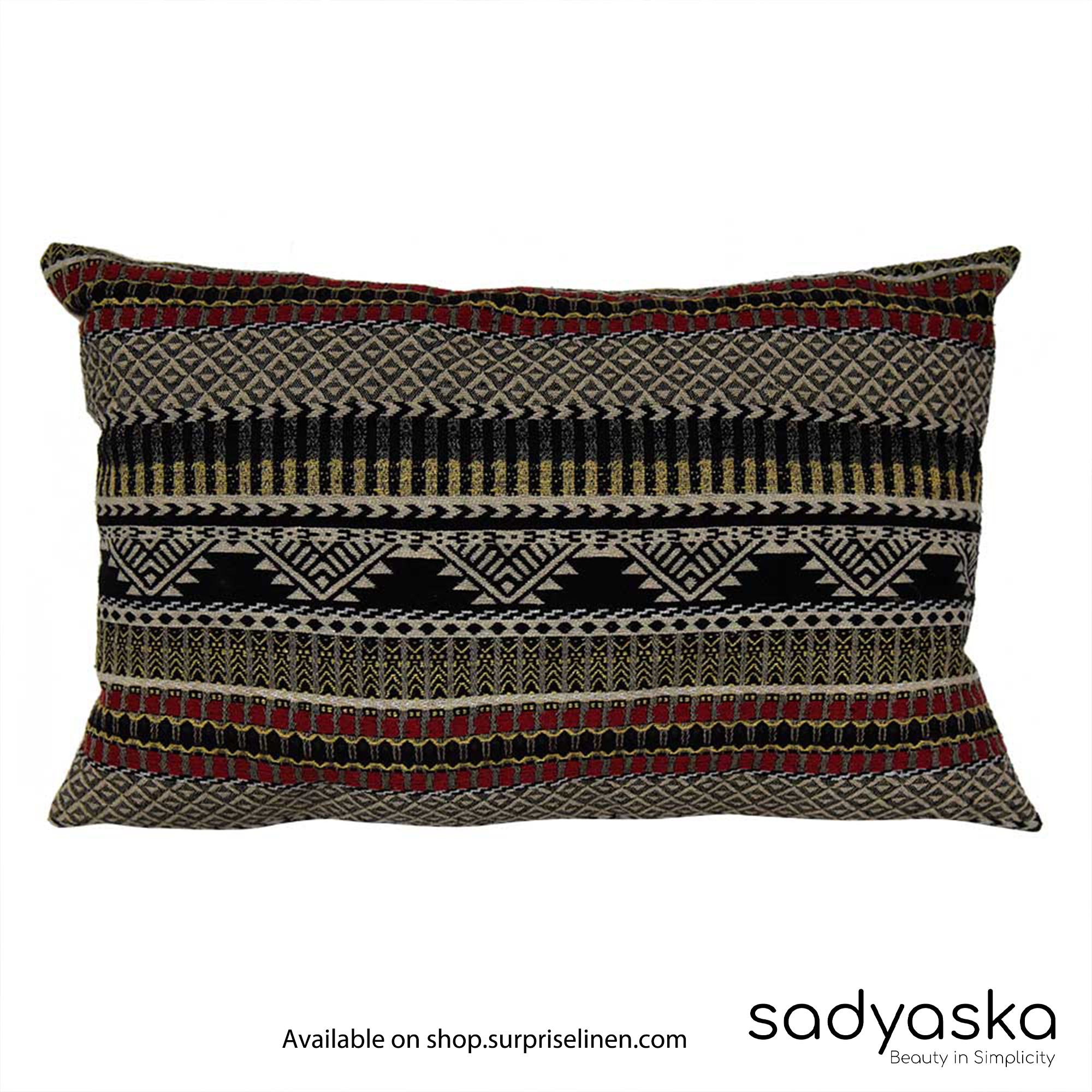 Sadyaska - Decorative Designer Folk Geo Woven Pillow Cover (Multi Color)