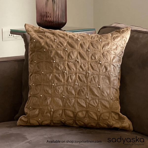 Sadyaska - Decorative Luminate Camel Velvet Cushion Cover (Camel)