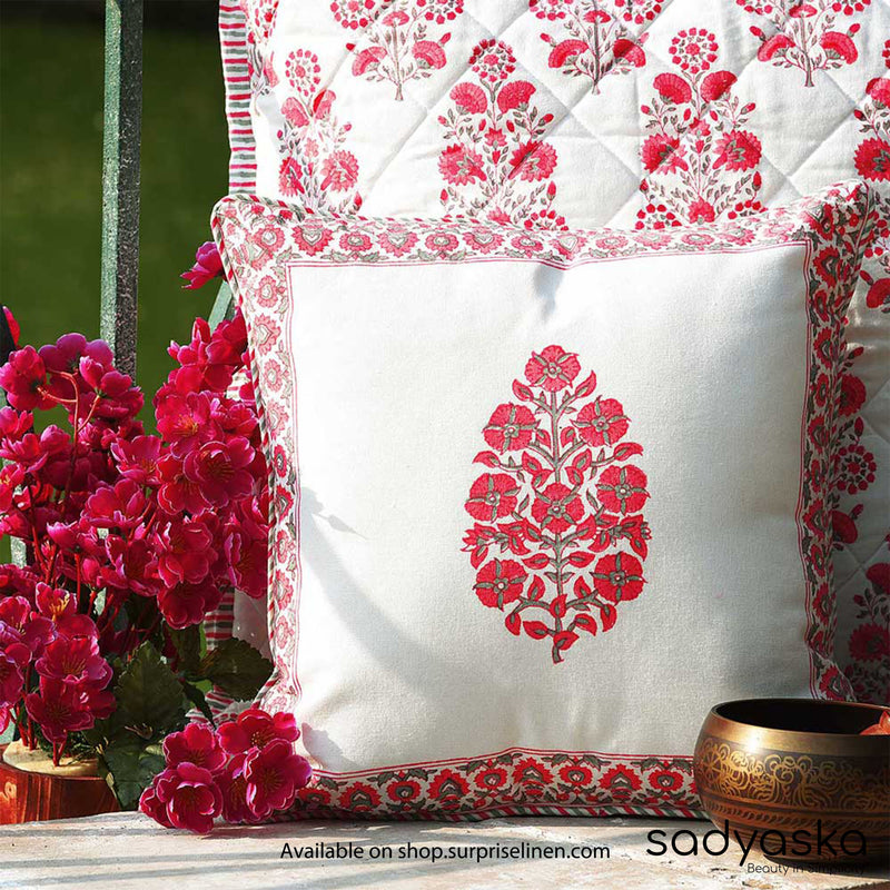 Sadyaska - Hand Block Floral Printed (White & Pink)