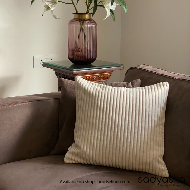 Sadyaska - Decorative Dash Velvet Cushion Cover (Ivory)