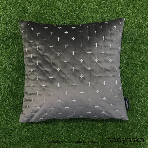 Sadyaska - Decorative Sparkle Velvet Cushion Cover (Dark Grey)