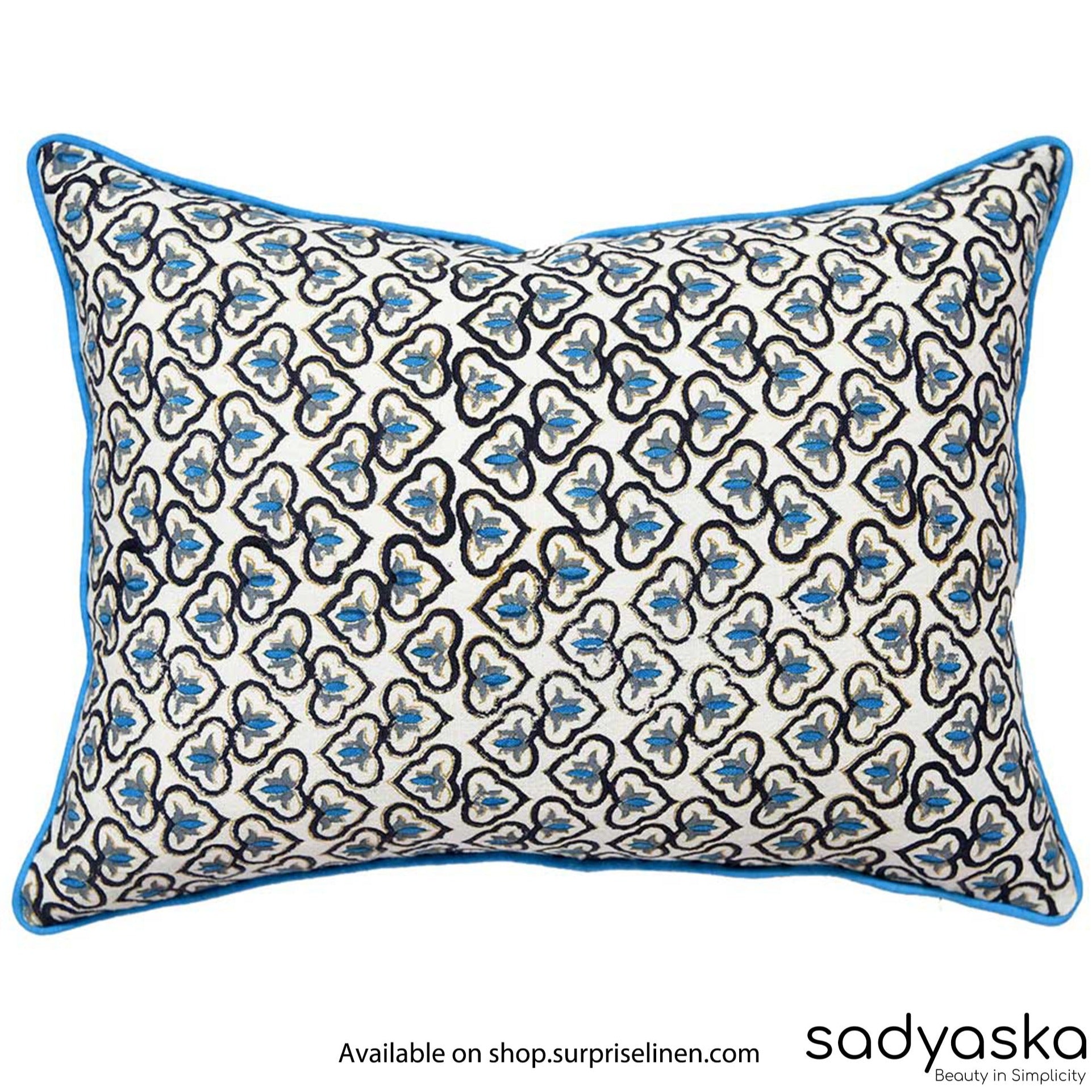 Sadyaska - Traditional Hand Block Printed Cushion (Blue)