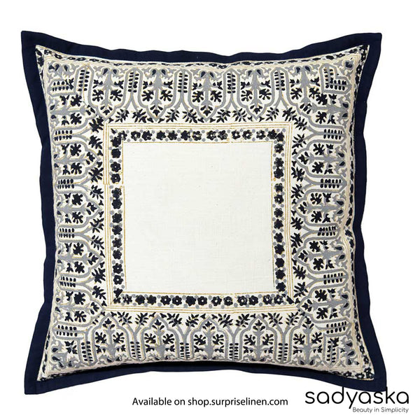 Sadyaska - Summer Deals Hand Block Print Cushion Cover (Black & Off White)