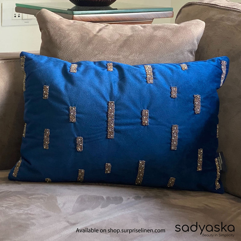 Sadyaska - Decorative Oblong Velvet Pillow Cover (Navy)