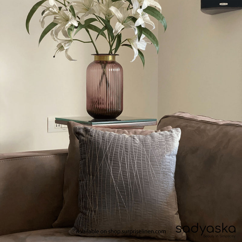 Sadyaska - Decorative Silver Stream Velvet Cushion Cover (Dark Grey)