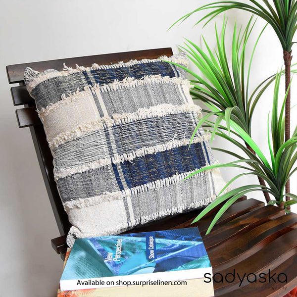 Sadyaska - Moon Hand Woven Cushion Cover (Blue)