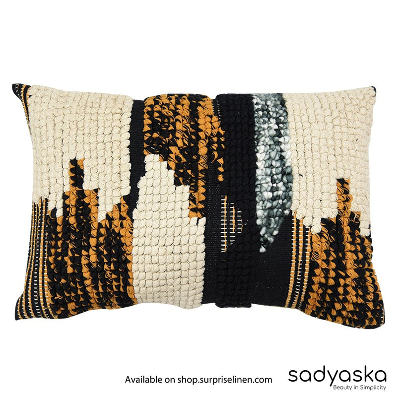 Sadyaska - Decorative Hand Woven Loop Flat Weave Pillow Cover (Cream)