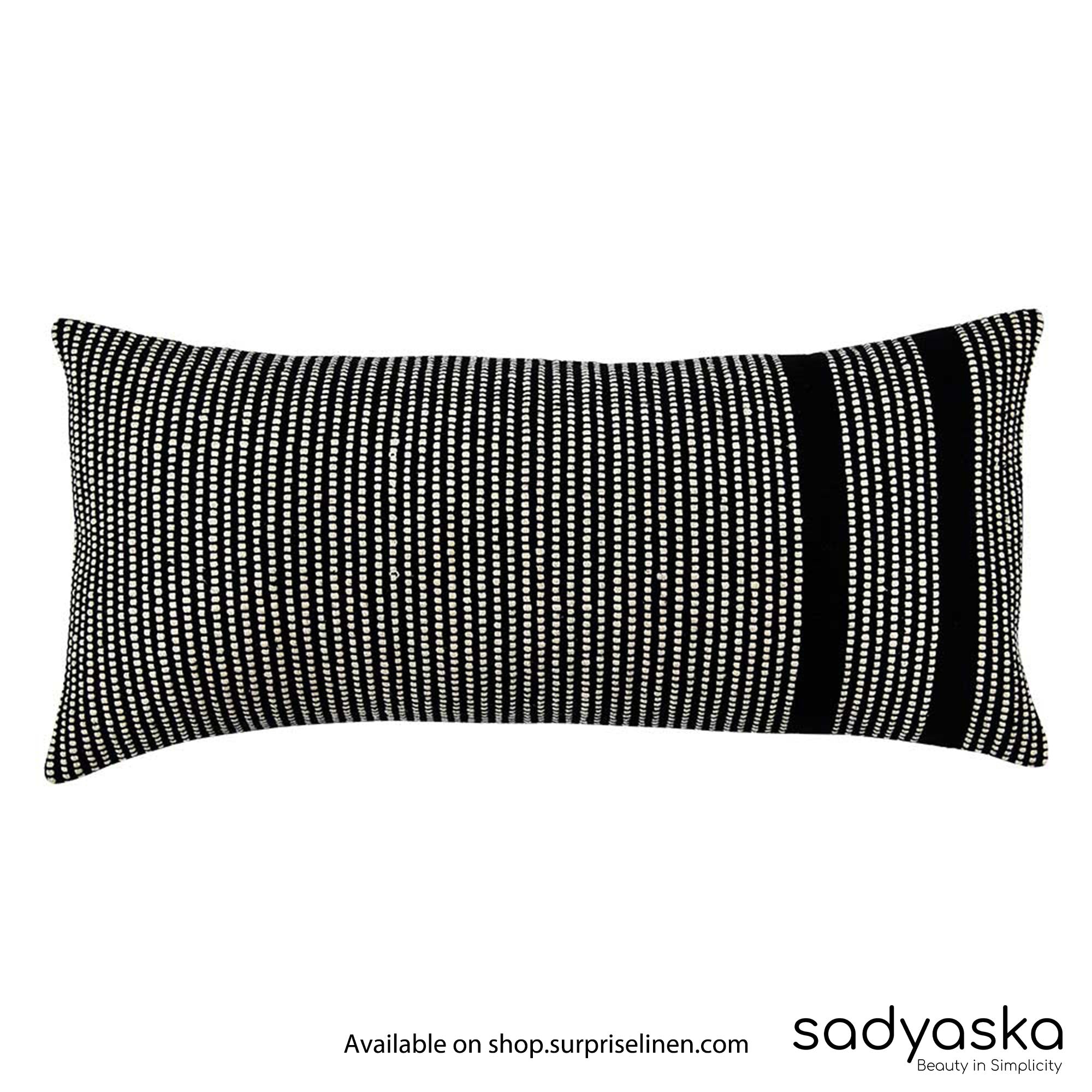 Sadyaska - Home Décor Bold StripedHand Woven Pillow Cover (Black)