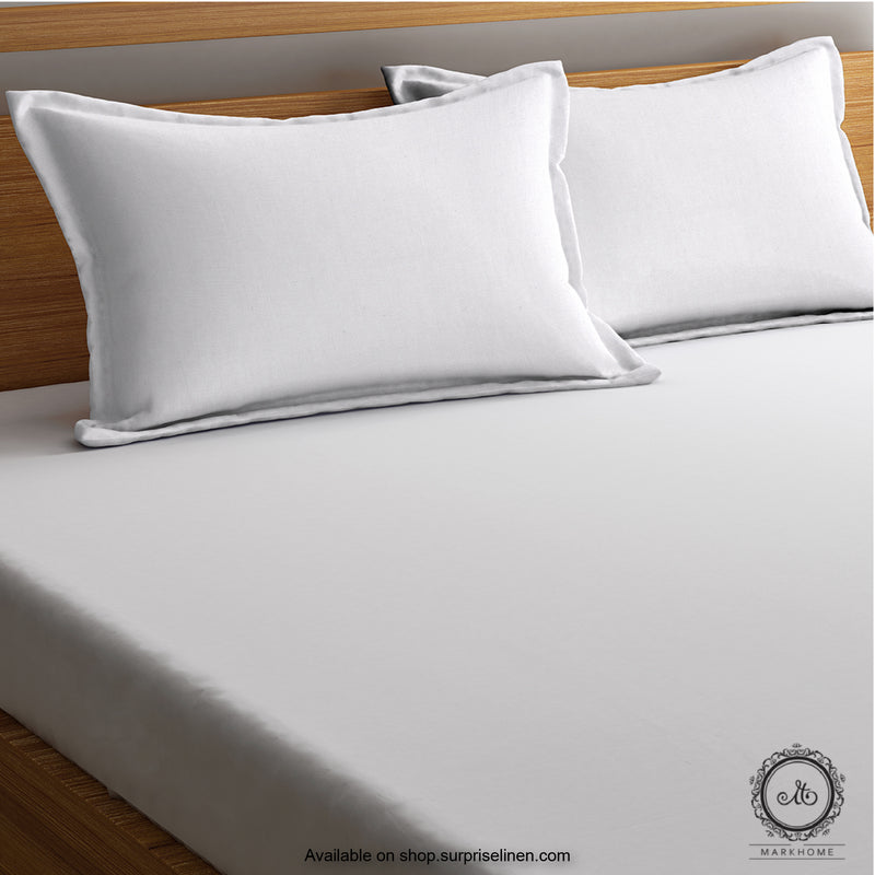 Mark Home - 100% Organic Cotton Percale 200 TC Queen Size Bedsheet Set (White)
