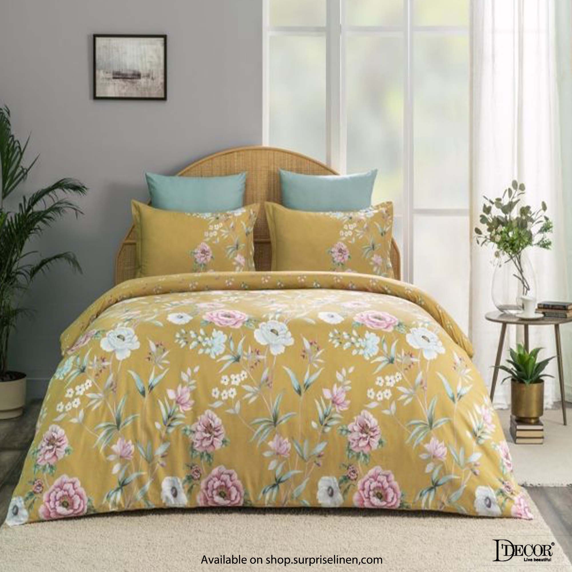 D'Decor - Primary Collection 100% Cotton Queen Size 3 Pcs Bedsheet Set (Yellow)