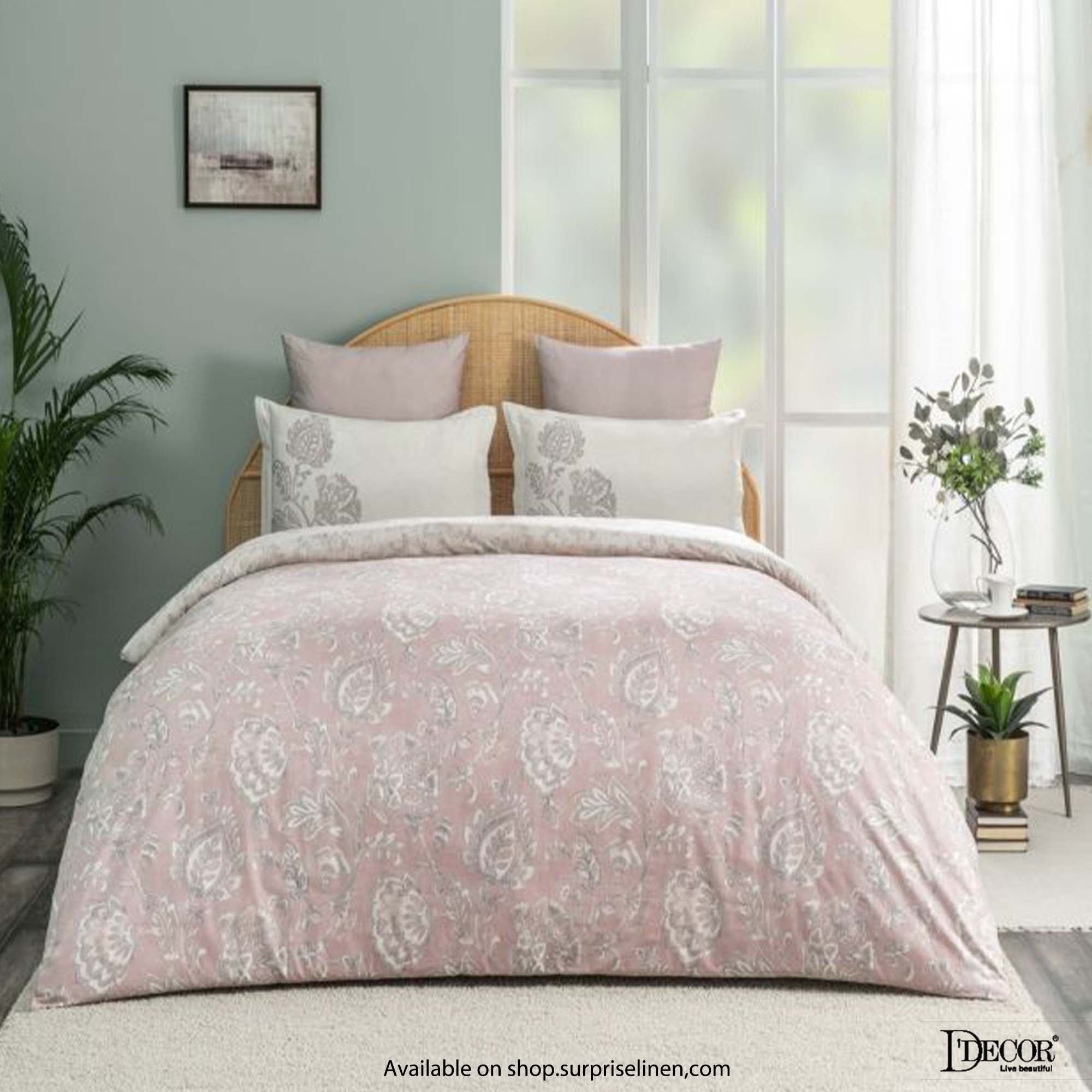 D'Decor - Primary Collection 100% Cotton Queen Size 3 Pcs Bedsheet Set (Blush)