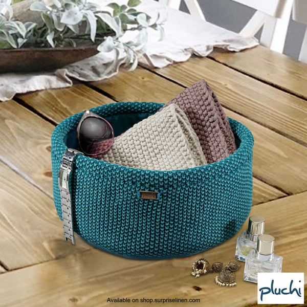 Pluchi - Alzbeta Cotton Knitted Home Baskets (Peacock With Stone Wash)