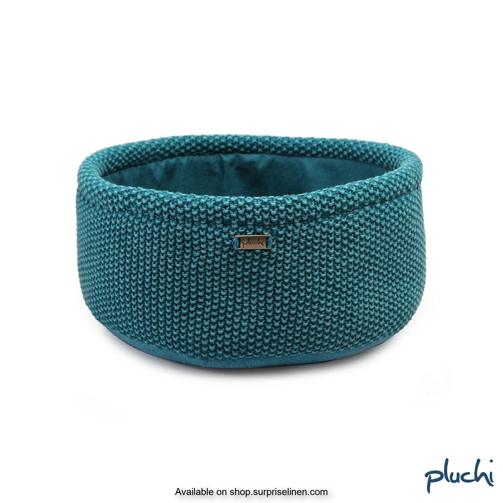 Pluchi - Alzbeta Cotton Knitted Home Baskets (Peacock With Stone Wash)