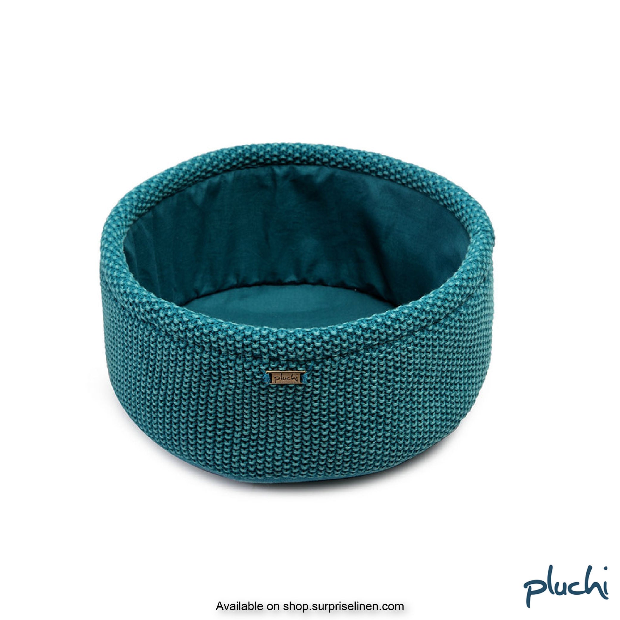 Pluchi - Alzbeta Cotton Knitted Home Baskets (Peacock With Stone Wash)