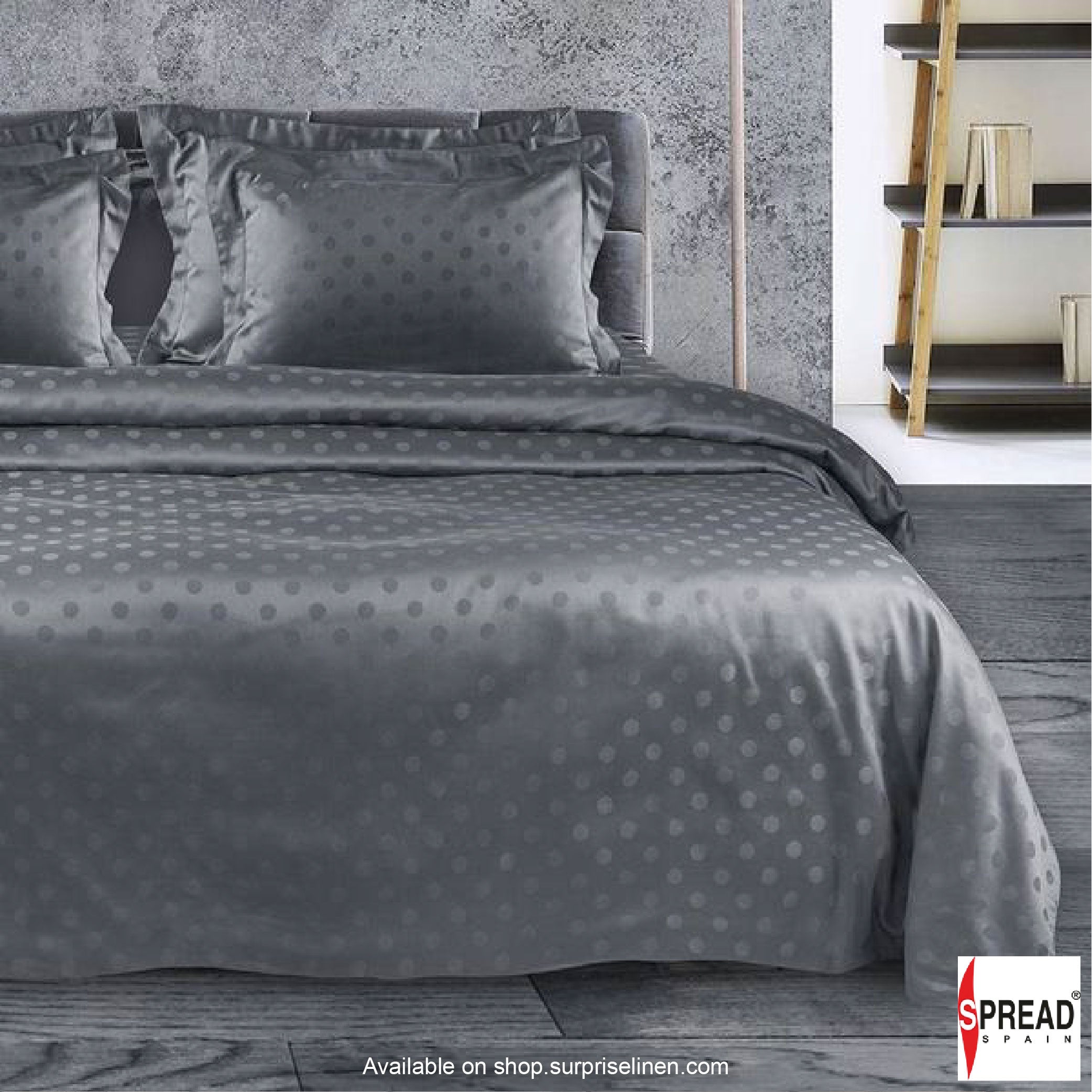 Spread Spain - Italian Jacquard Collection Collection 450 Thread Count Bed Sheet Set (Earth Grey Dot)