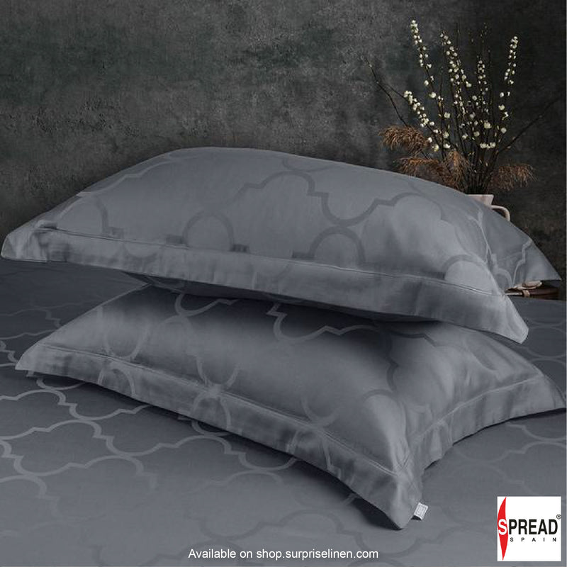 Spread Spain - Italian Jacquard Collection 450 TC Bed Sheet Set (Earth Grey Turkish Window )