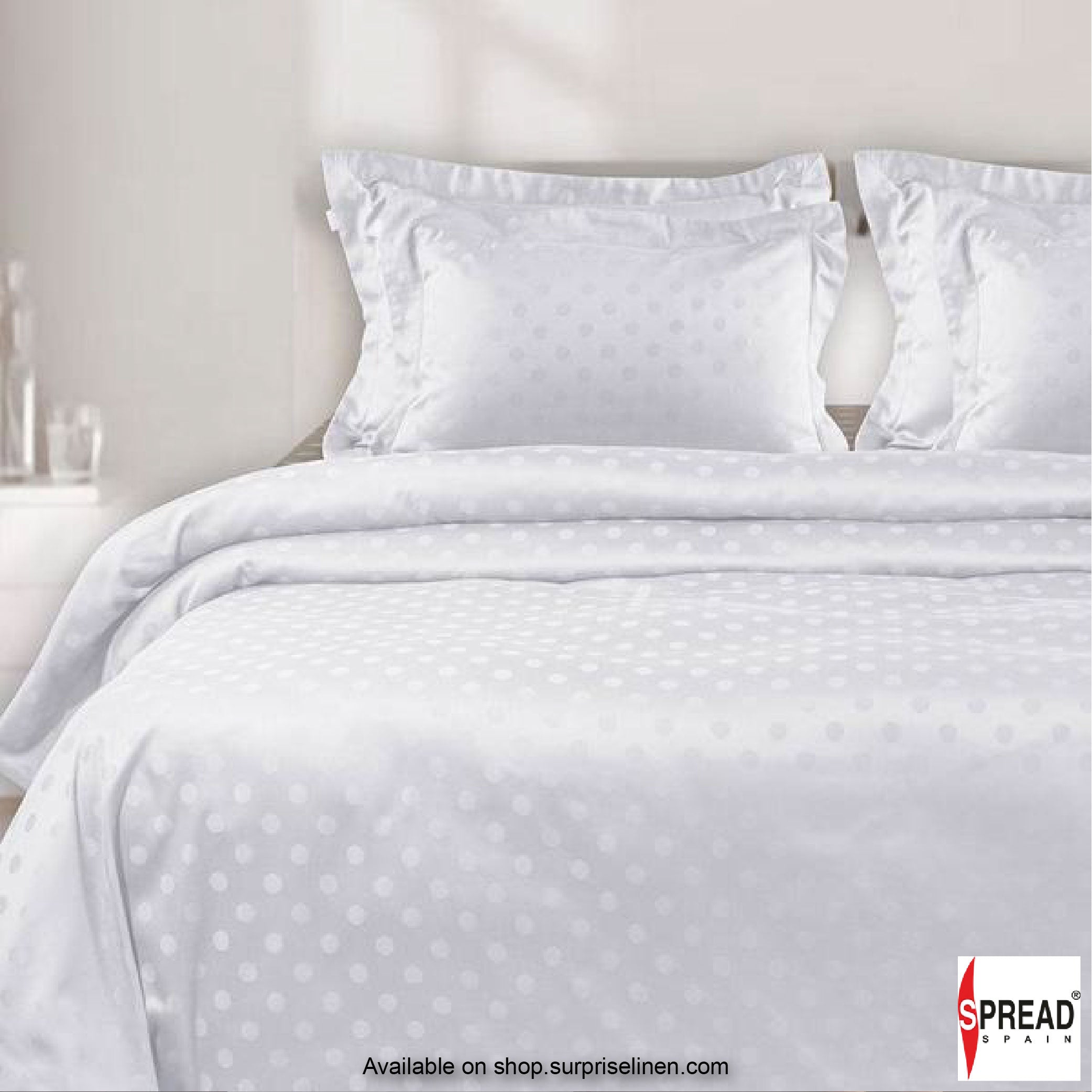 Spread Spain - Italian Jacquard Collection Collection 450 Thread Count Bed Sheet Set (White Dot)