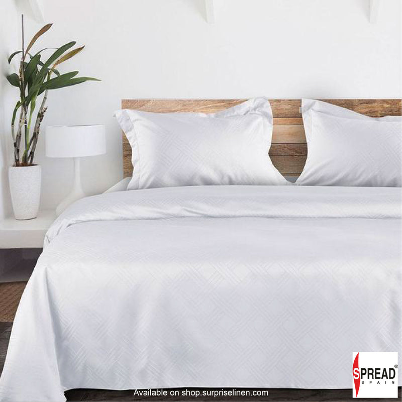 Spread Spain - Italian Jacquard Collection - 1000 TC Cotton Bedsheet (White)
