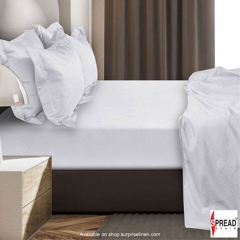 Spread Spain - Italian Jacquard Collection - 1000 TC Cotton Bedsheet (White)