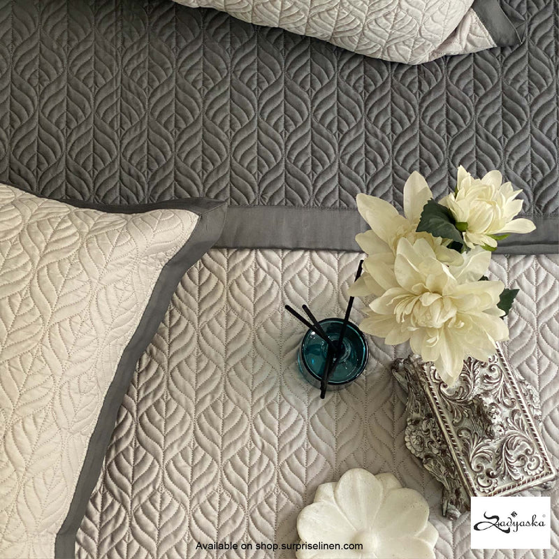 Sadyaska - Connoisseurs Collection Leafage Bedcover Set (Dark Grey & Grey)