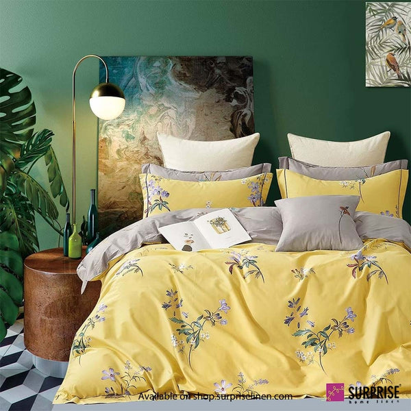 Luxury Essentials By Surprise Home Exclusive Calme Collection 5 Pcs Super King Size Bedsheet Set in 350 TC Premium Cotton (Lemon Yellow)