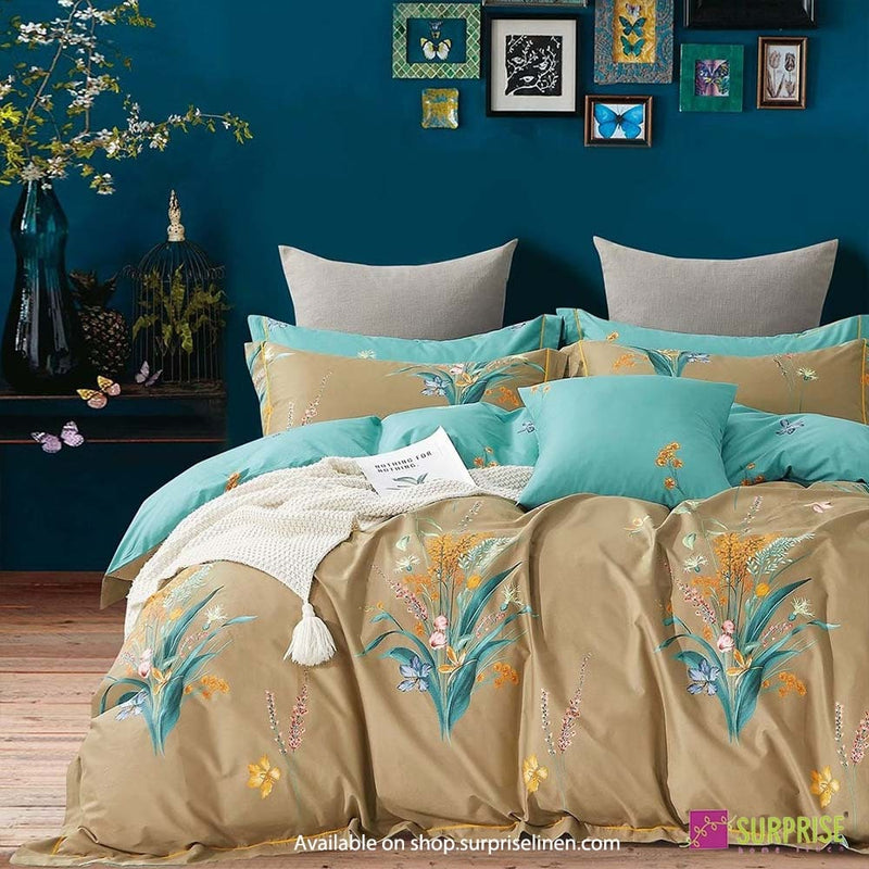 Luxury Essentials By Surprise Home Exclusive Calme Collection 5 Pcs Super King Size Bedsheet Set in 350 TC Premium Cotton (Khaki)