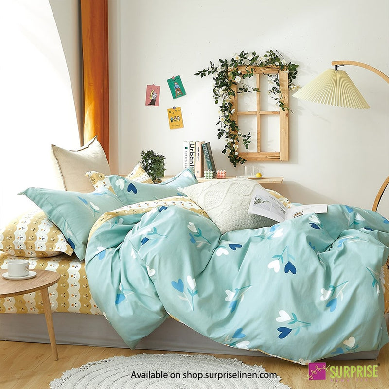 Luxury Essentials By Surprise Home - Doublez Collection 5 Pcs Super King Size Bedsheet Set in 300 TC Cotton Fabric (Light Blue)