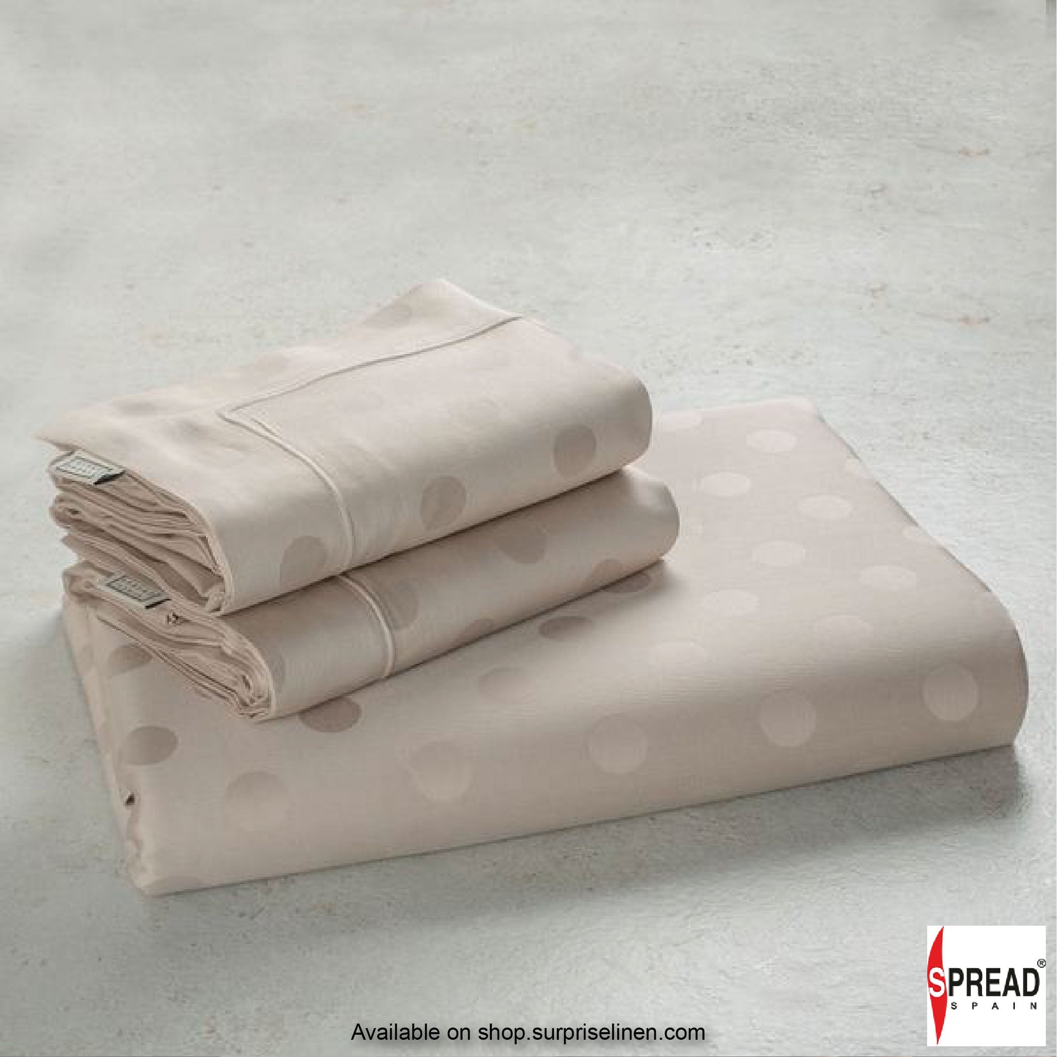 Spread Spain - Italian Jacquard Collection Collection 450 Thread Count Bed Sheet Set (Beige Dot)