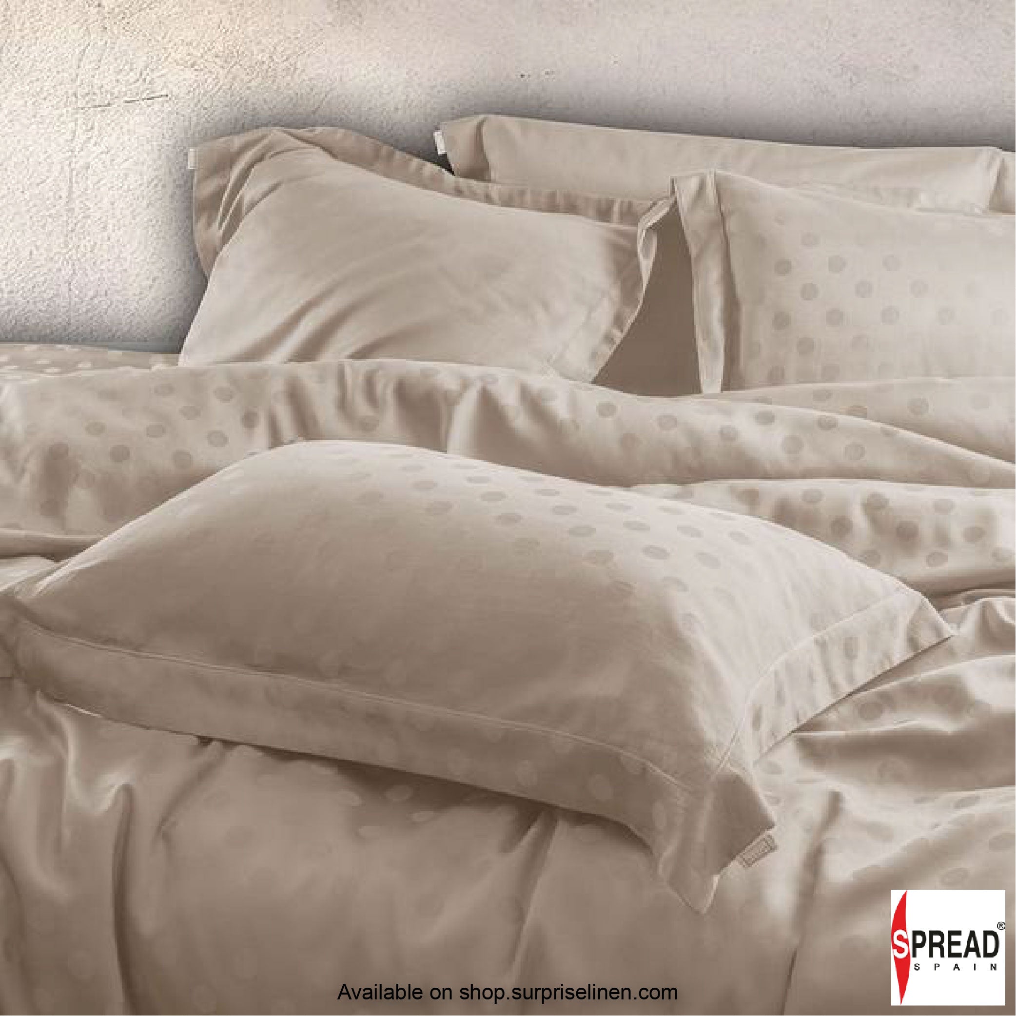 Spread Spain - Italian Jacquard Collection Collection 450 Thread Count Bed Sheet Set (Beige Dot)