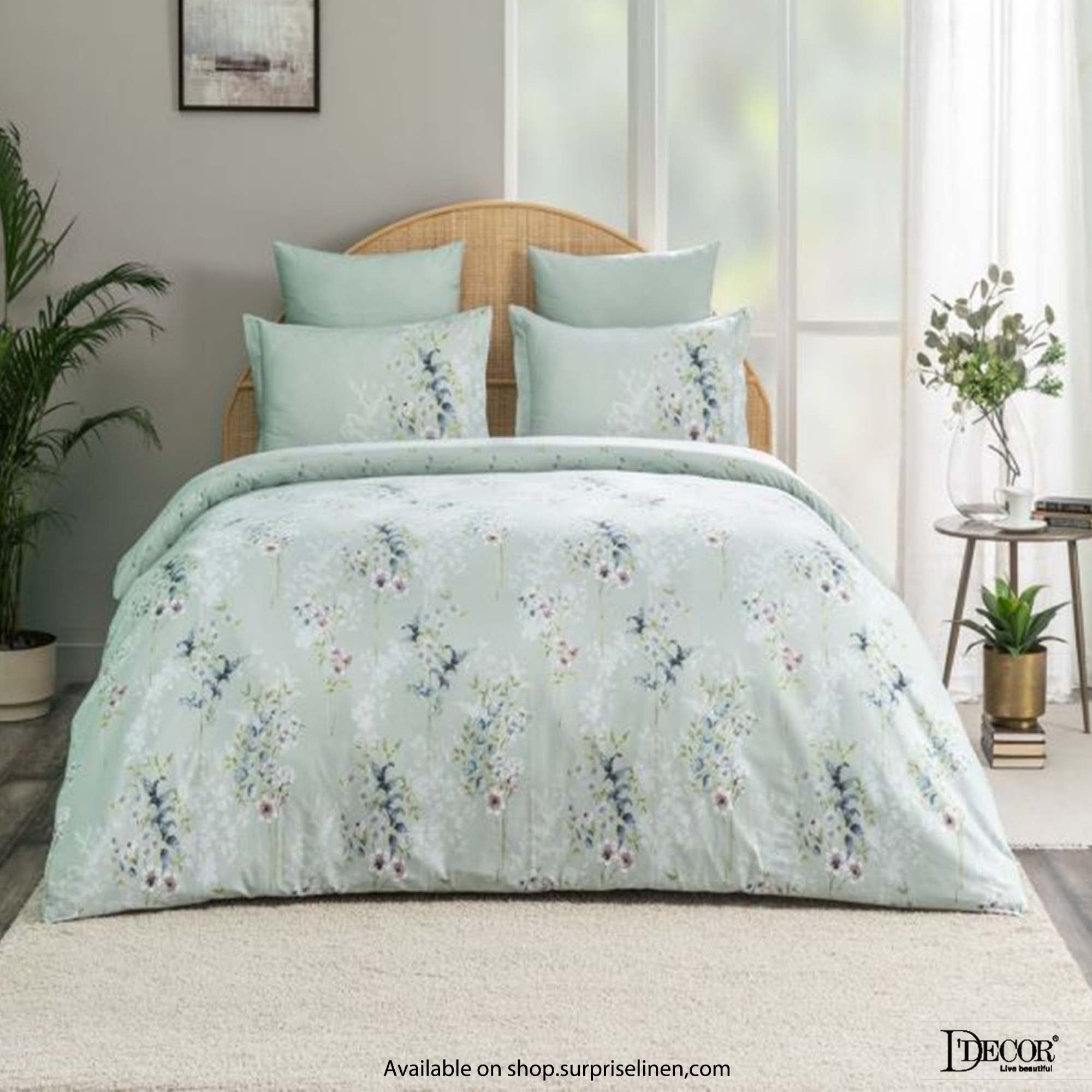 D'Decor - Primary Collection 100% Cotton Queen Size 3 Pcs Bedsheet Set (Light Blue)