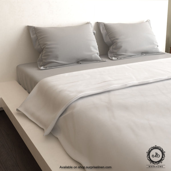 Mark Home- 100% Organic Cotton Satin Fabric 400 TC Naturelle Duvet Cover Double (White)
