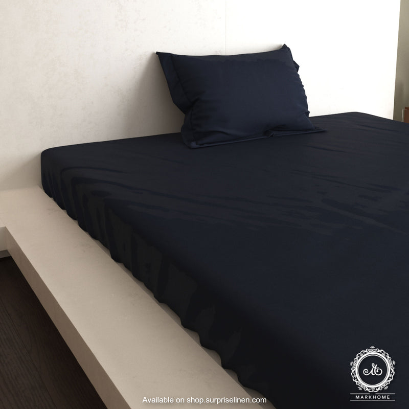 Mark Home - 100% Organic Cotton Satin Fabric 400 TC Naturelle Single Bedsheet Set (Black)