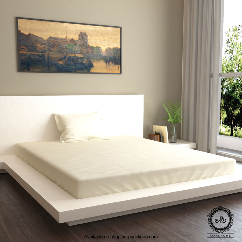 Mark Home- 100% Organic Cotton Satin Fabric 400 TC Naturelle Single Bedsheet Set (Ivory)