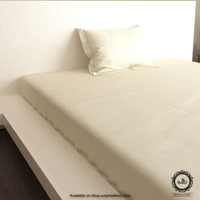 Mark Home- 100% Organic Cotton Satin Fabric 400 TC Naturelle Single Bedsheet Set (Ivory)