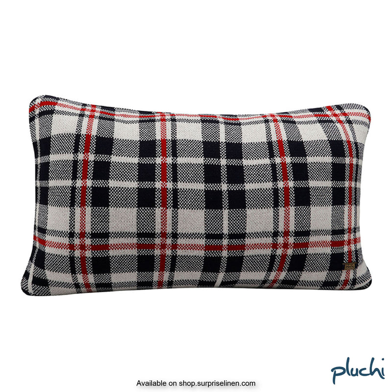 Pluchi - Ballard Rectangle Knitted Cushion Cover (Black / Red)