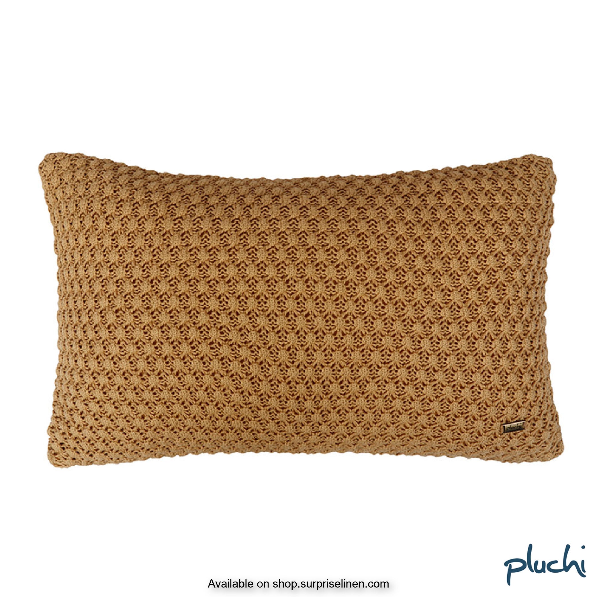 Pluchi - Popcorn Rectangle Cotton Knitted Cushion Cover (Honey Gold)